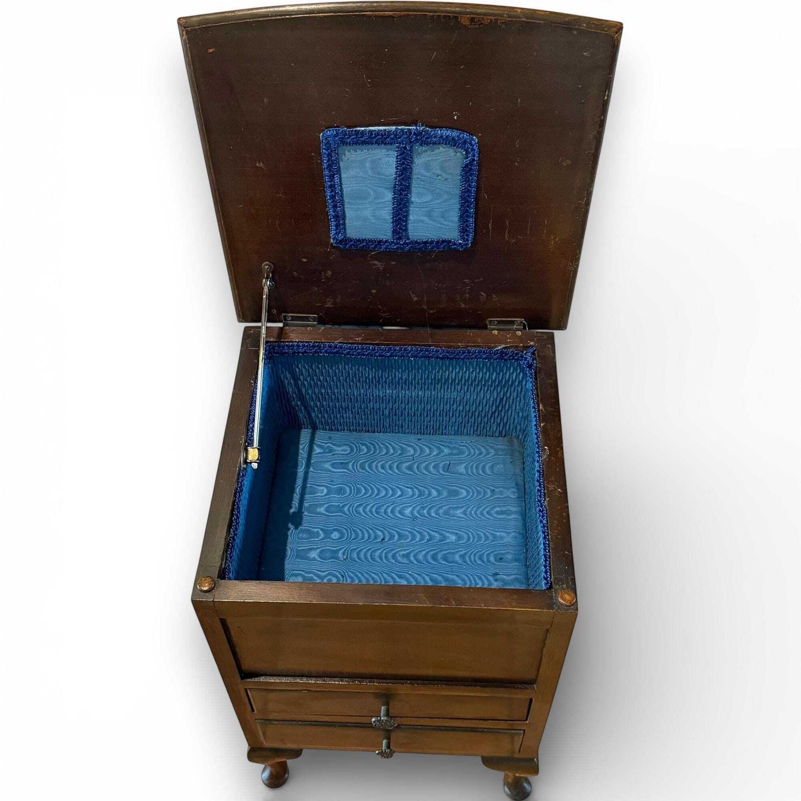 Vintage Mahogany Sewing Cabinet Georgian Style Work Table Storage Box Early 20th Century photo vinterior