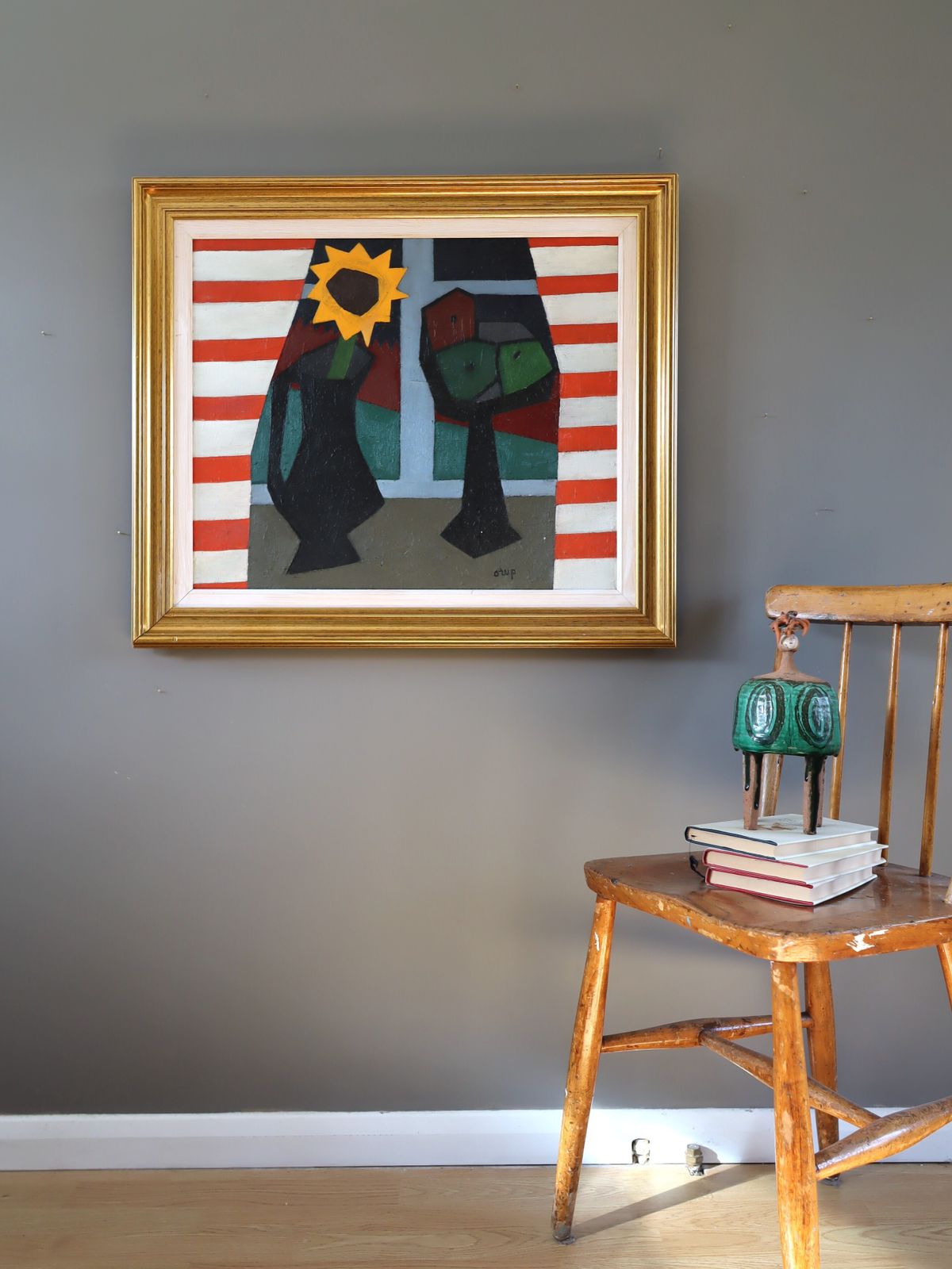 The Striped Room Oil Painting, Mid 20th Century photo furniture