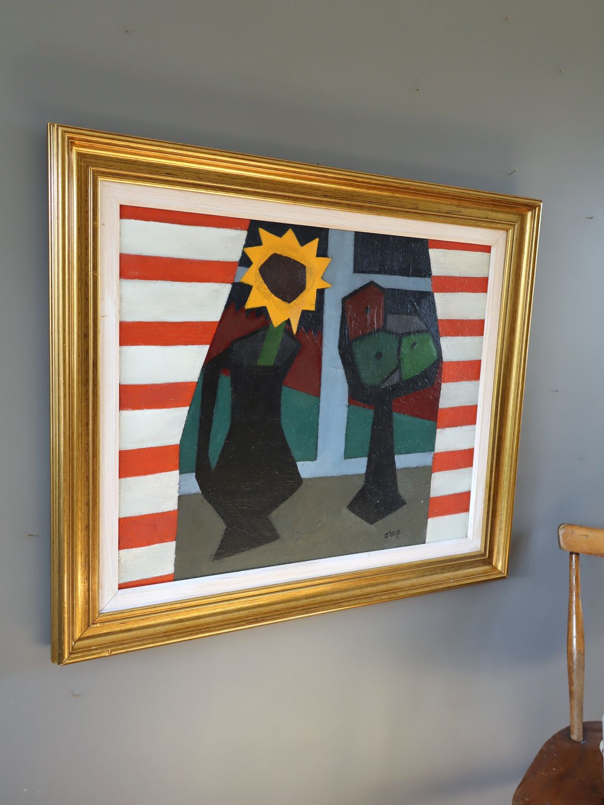 The Striped Room Oil Painting, Mid 20th Century photo Art