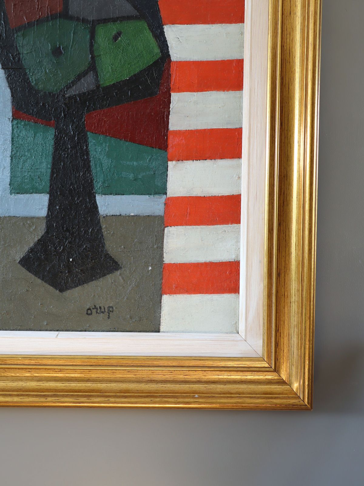 Art The Striped Room Oil Painting, Mid 20th Century photo