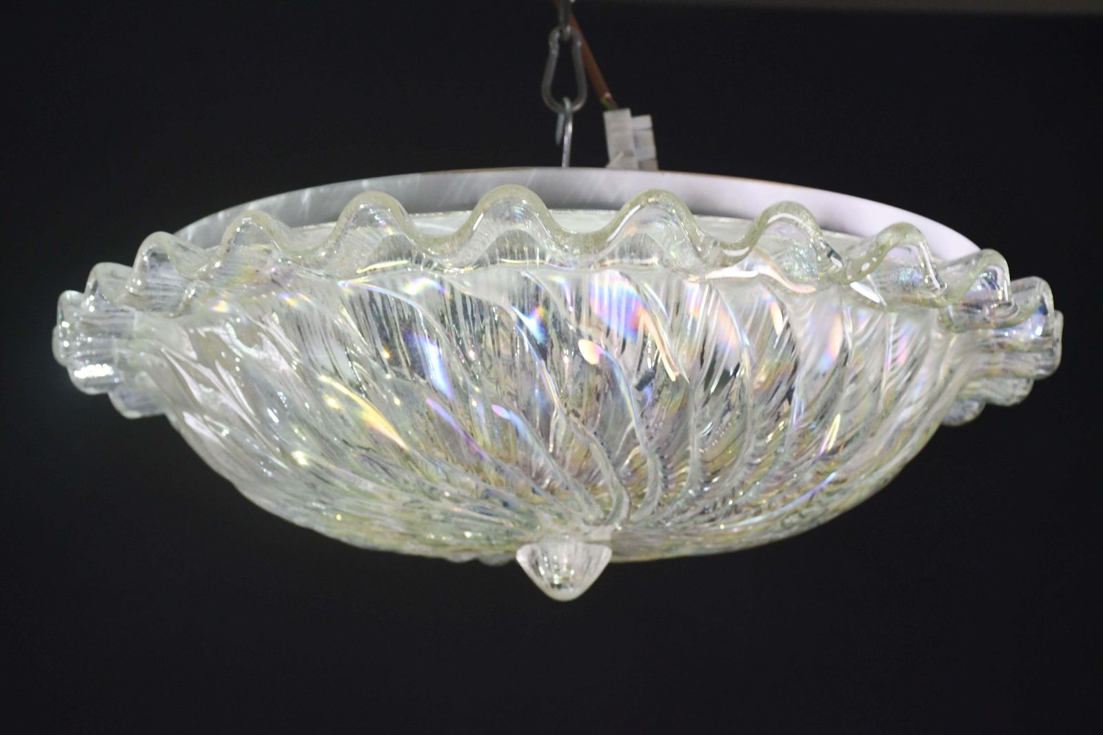 Lighting Lovely Italian Iridescent Murano Glass Ceiling Fixture, Murano, 1970 photo