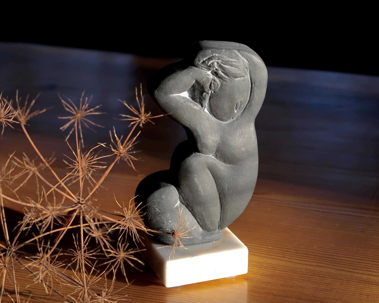 photo furniture Sculpture Inspired By Amedeo Modigliani, Nude Woman Signed A Crespelle Ed 98 / Art, Marble Base, Grey, Art Deco Style