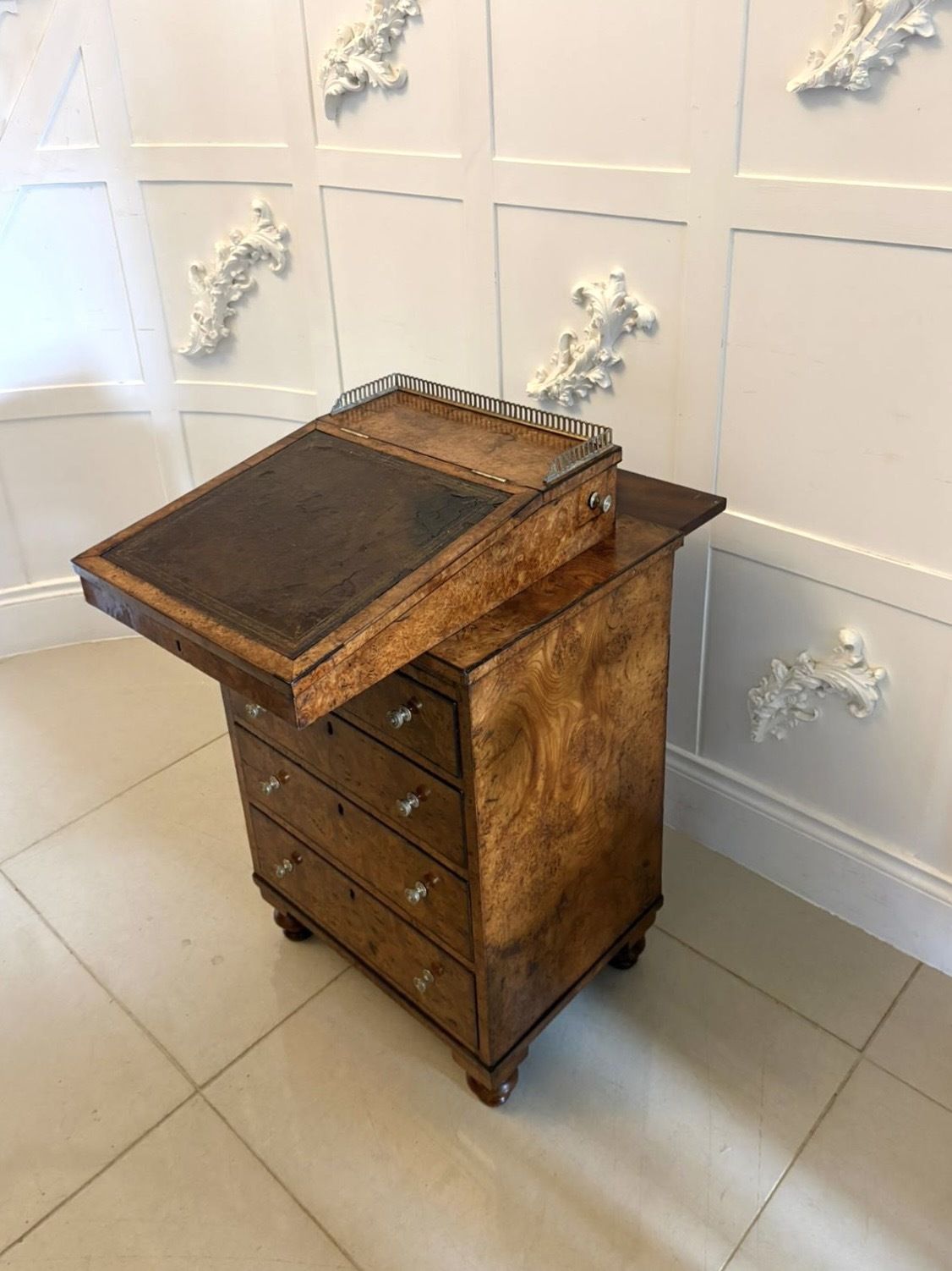 Antique George III 18th Century Quality Pollard Oak Slide And Turn Top Davenport Desk photo buy