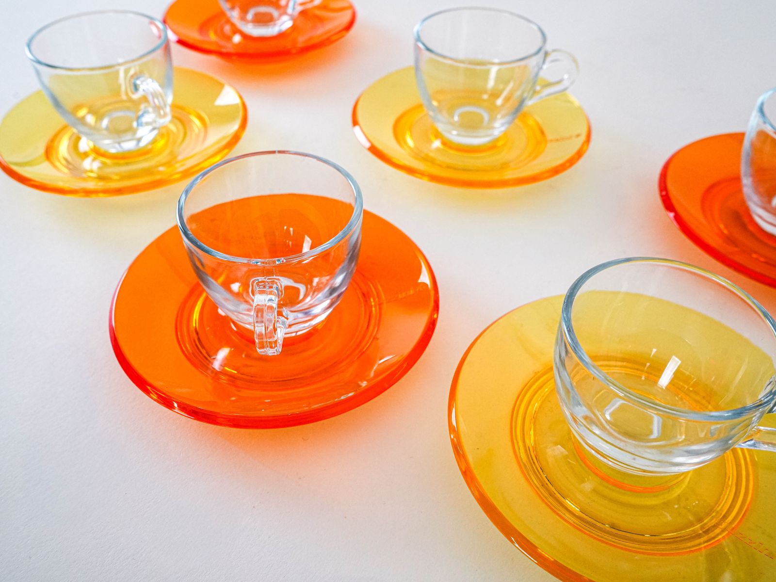 Set Of Glass Cups, Italian Design, 1970s, Manufactured By Fratelli Guzzini photo vintage