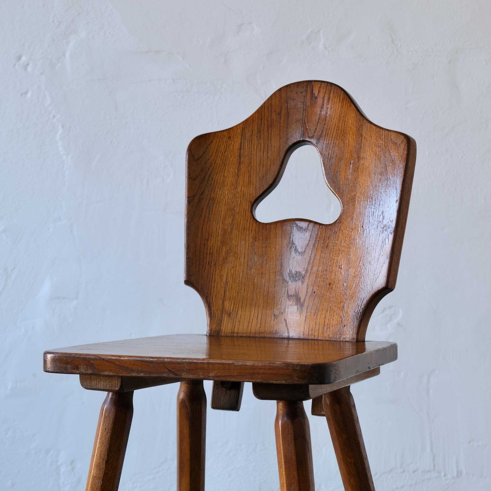 Brutalist Oak Bar Chair | Germany | 1950s photo for sale