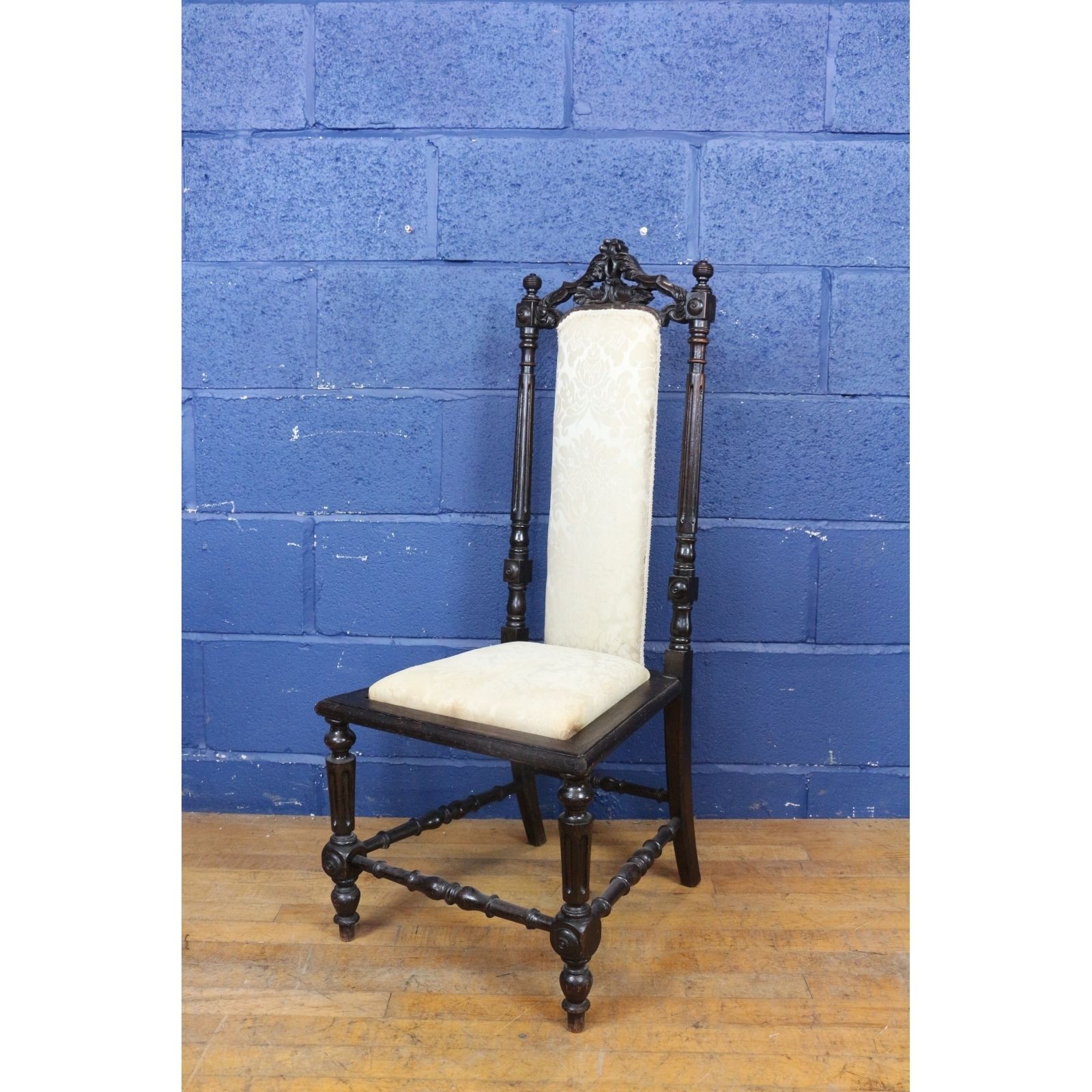 A C19th Carved Oak Hall Or Bedroom Chair Raised On Turned Supports