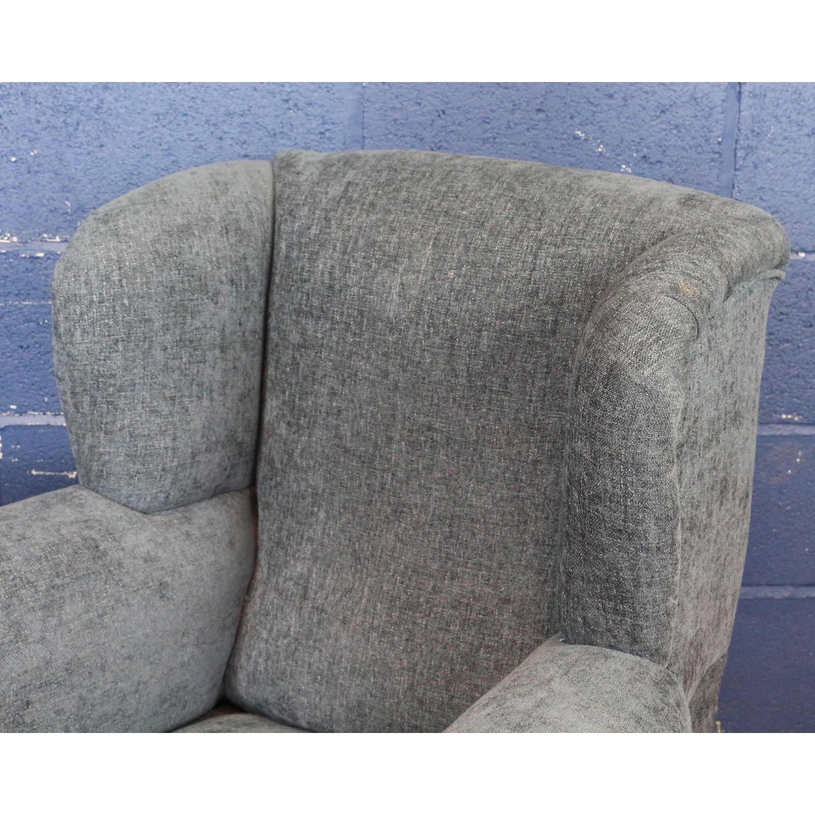 A Large Victorian Freshly Reupholstered Open Wing Arm Chair Raised On Bun Feet photo Furniture
