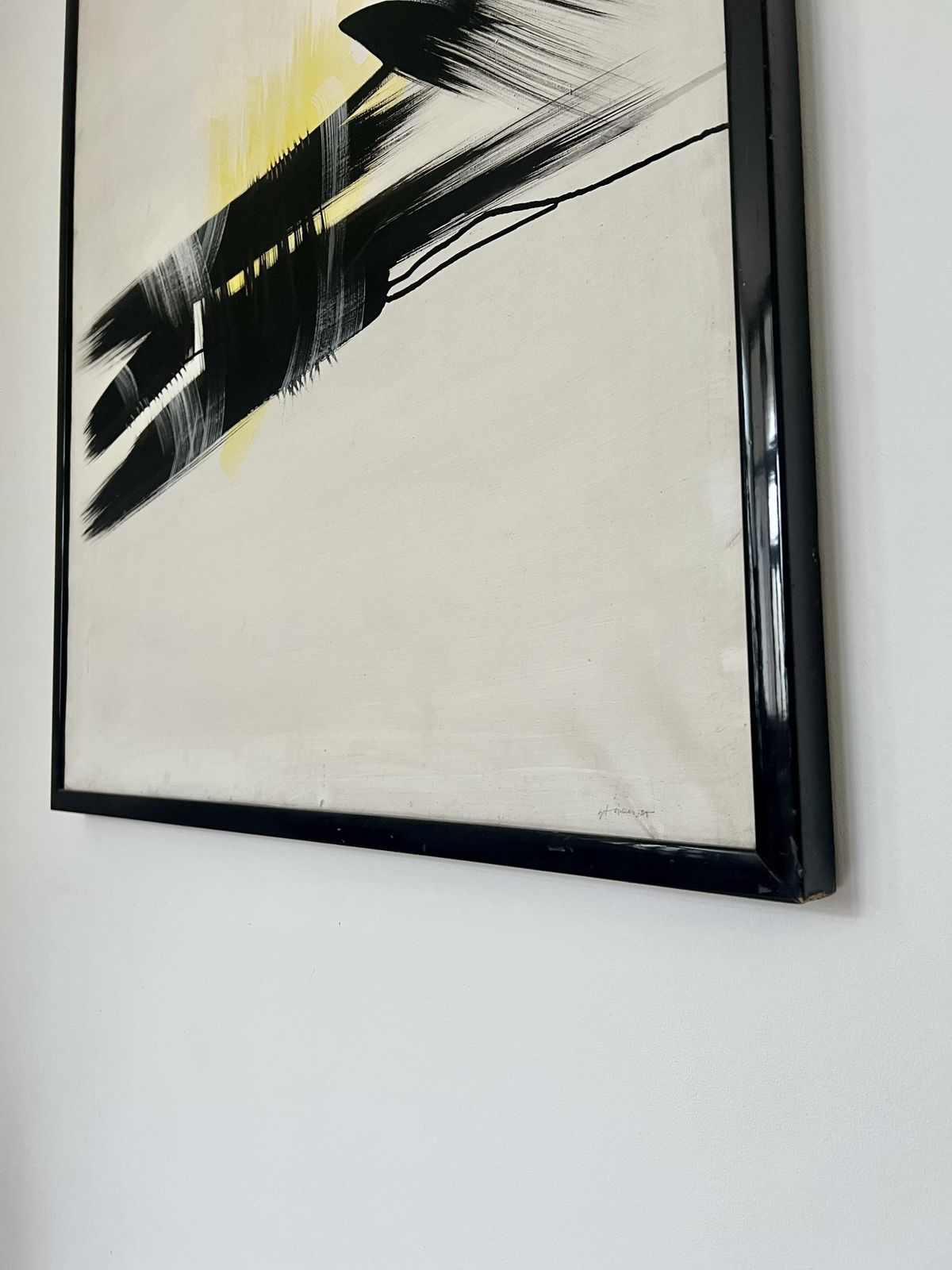 photo for sale Abstract Expressionist Framed Painting, Signed. Mid To Late 20th Century