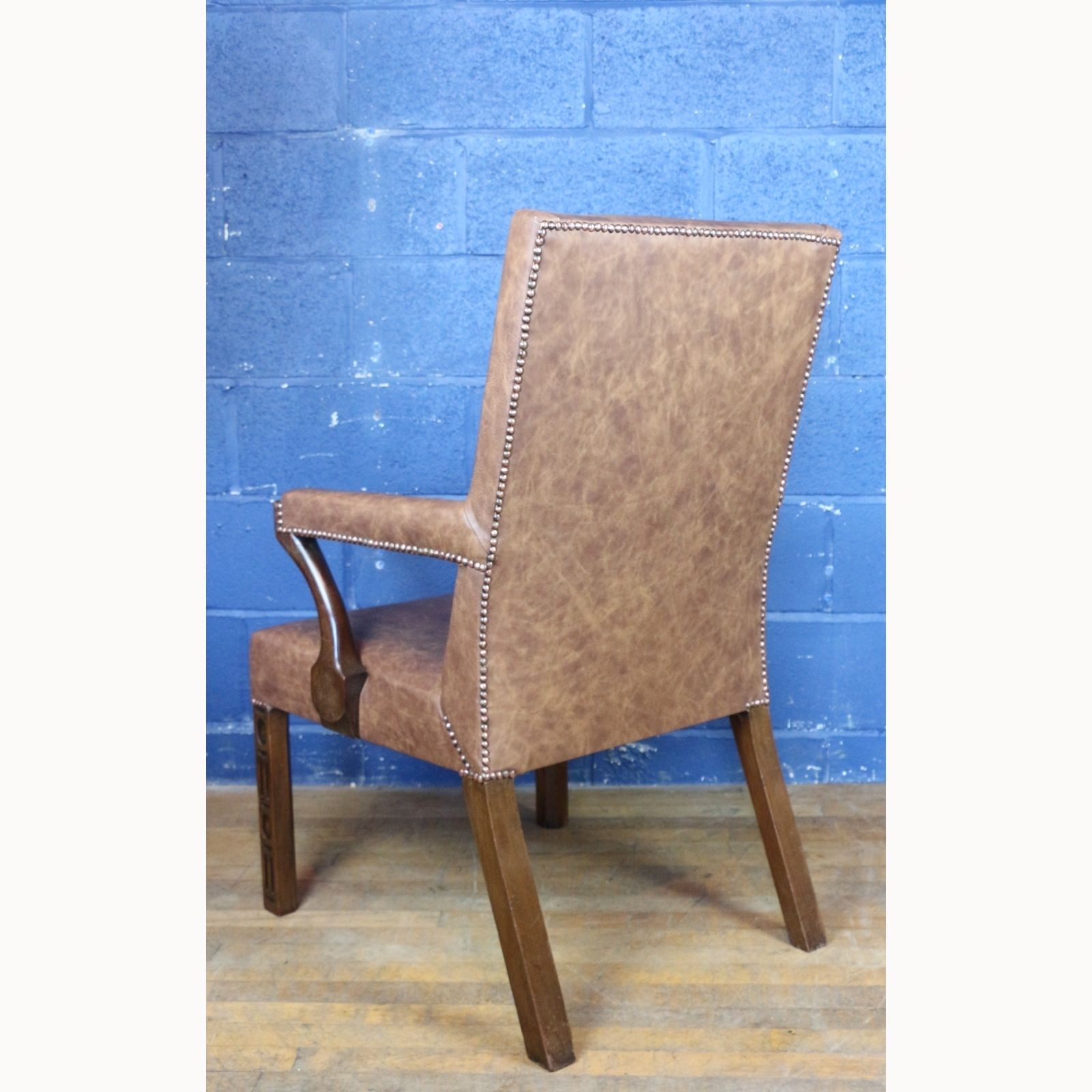 photo furniture An Antique Mahogany Library Chair Upholstered In Brown Leather