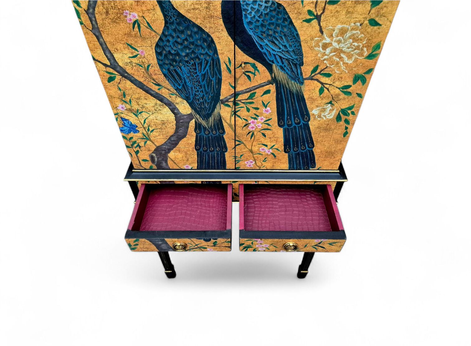 photo for sale Luxury Upcycled Vintage Cocktail Cabinet With Edo Chinoiserie Decoupage