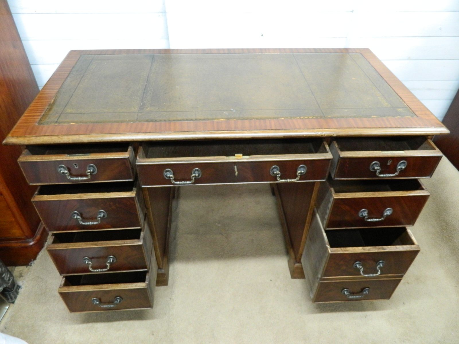 Furniture Vintage Mahogany Pedestal Desk photo