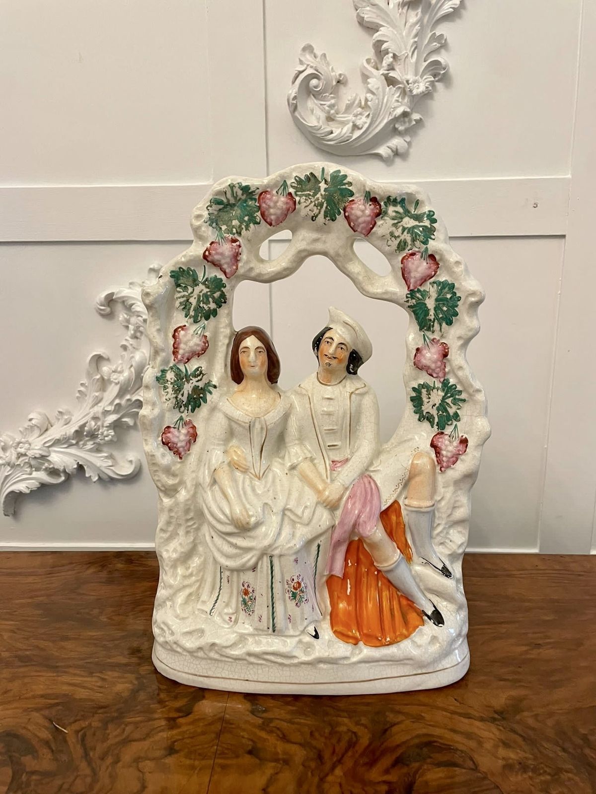 Antique 19th Century Staffordshire Flatback Figure Of A Wedding Scene