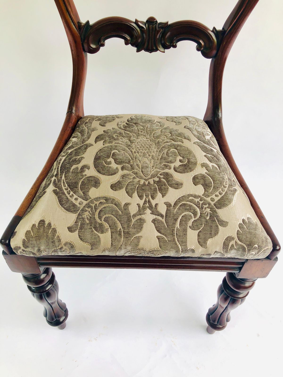 Quality Pair Of Antique William IV Carved Hardwood Side/Desk Chairs, Circa 1830 photo for sale