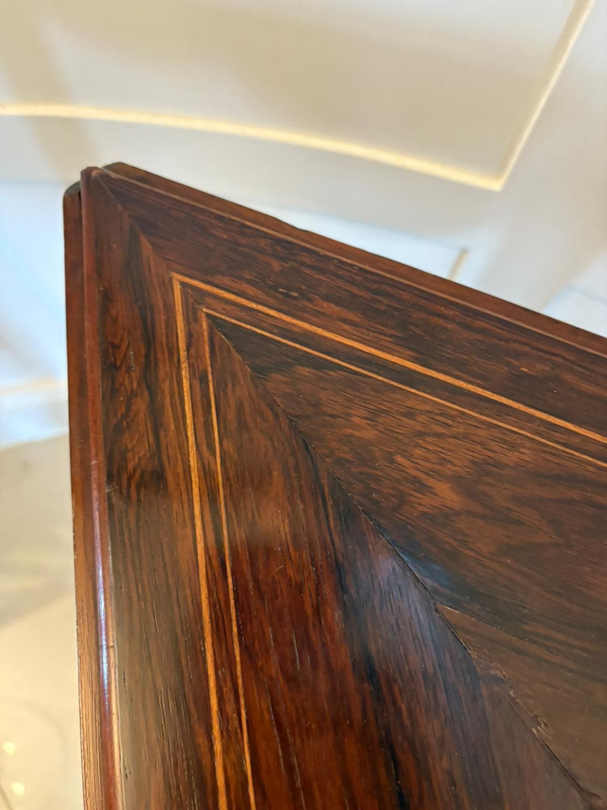 Antique Early 20th Century Rosewood Inlaid Drop Leaf  Side Table photo Furniture