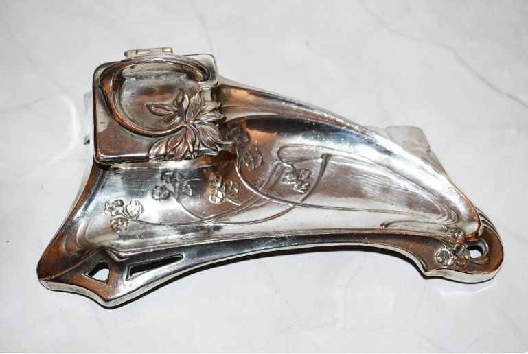 Royal Zinn Pen Tray And Inkwell   Stunning Art Nouveau Design Classic photo furniture