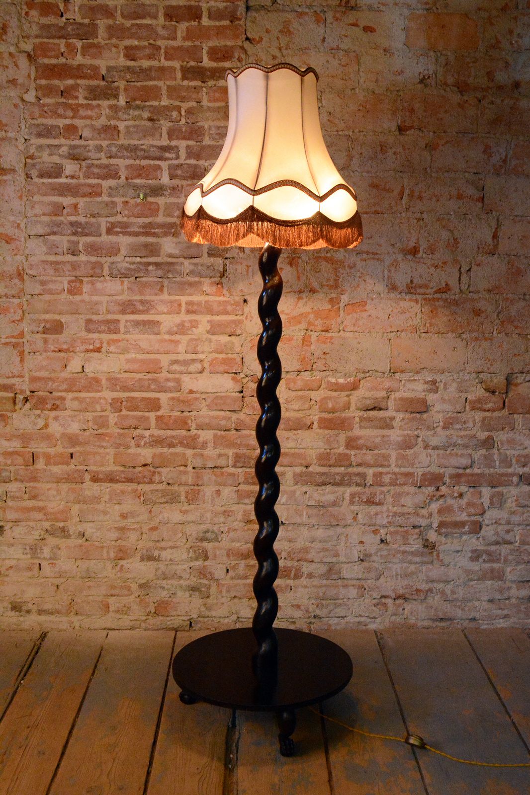 Restored Art Deco Floor Lamp, Oak, Polish, New Electrification, Czech, 1920s photo for sale