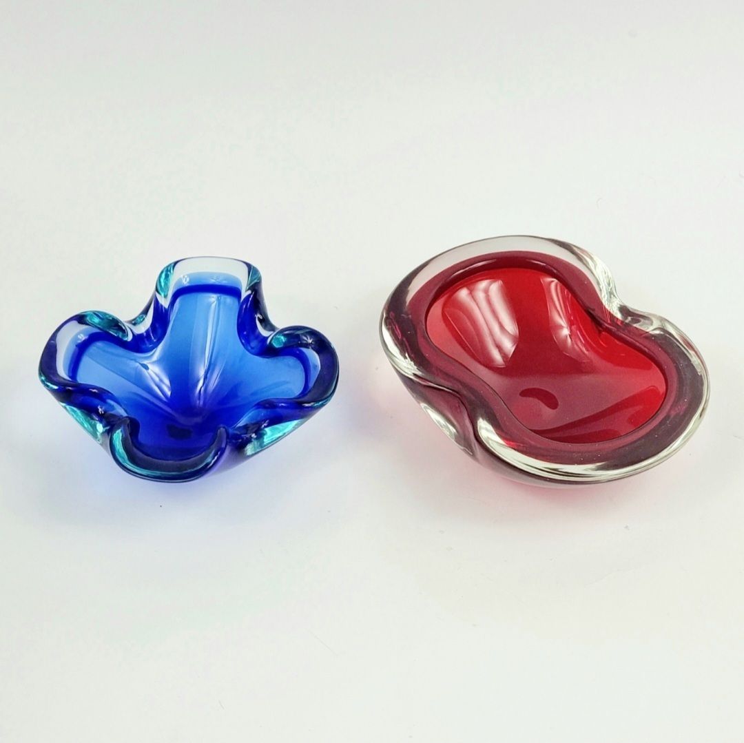 Pair Of Mid Century Sommerso Murano Glass Catchalls By Flavio Poli For Seguso, Italy, 1960s photo furniture