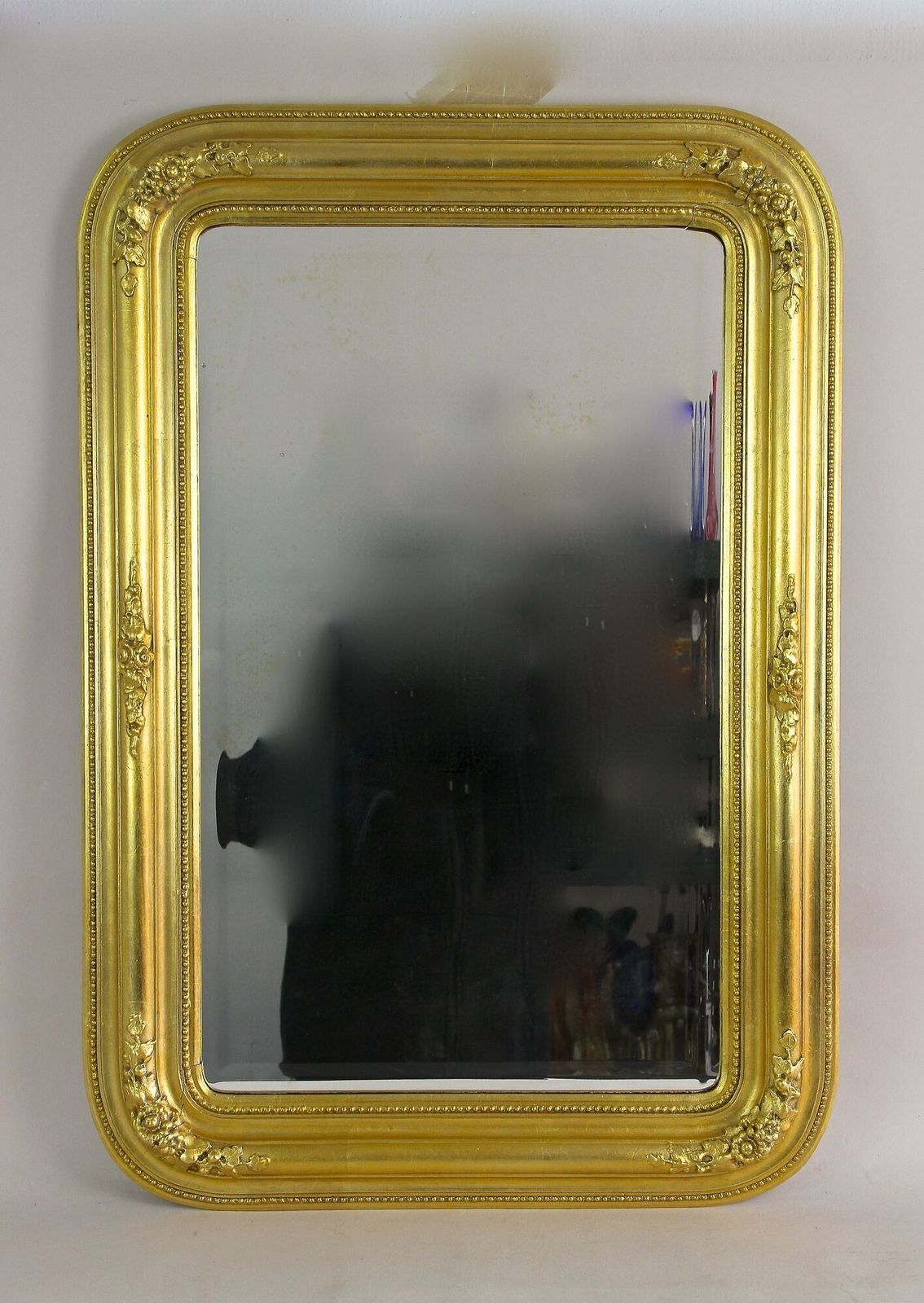 19th Century Golden Biedermeier Wall Mirror With Floral Design, Austria Ca. 1840
