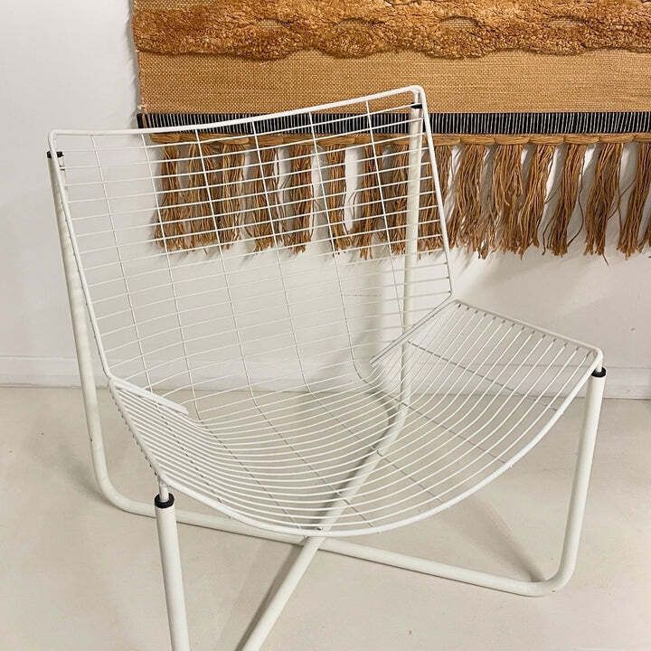Vintage 1980s Ikea White Wire Jarpen Chairs X 2