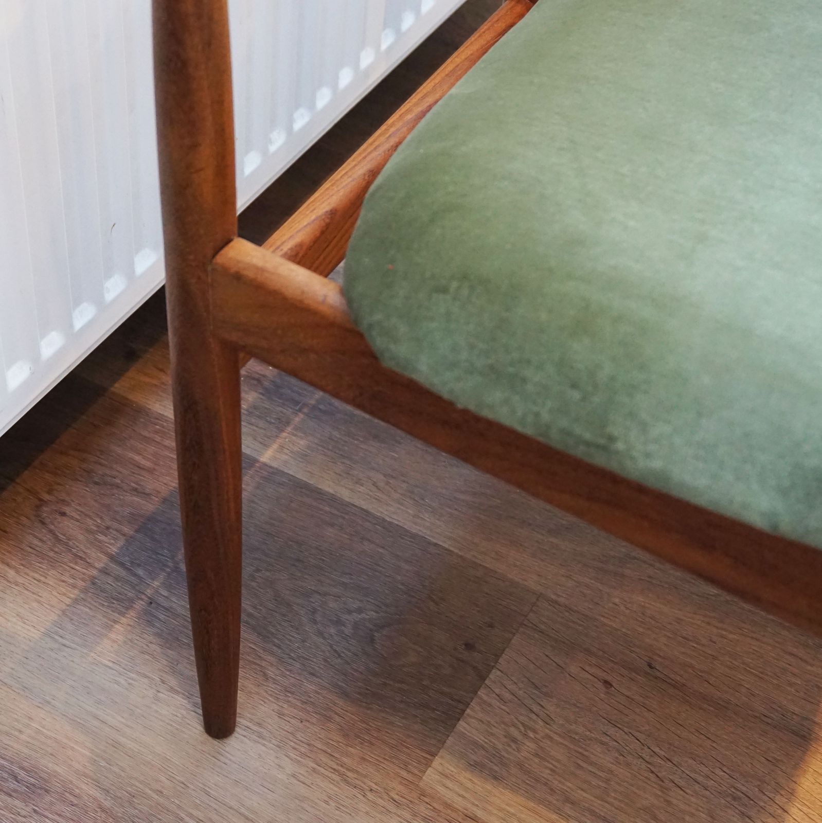 2x G Plan Teak Dining Chairs Reupholstered Velvet Mid Century Modern Scandi Style photo vintage