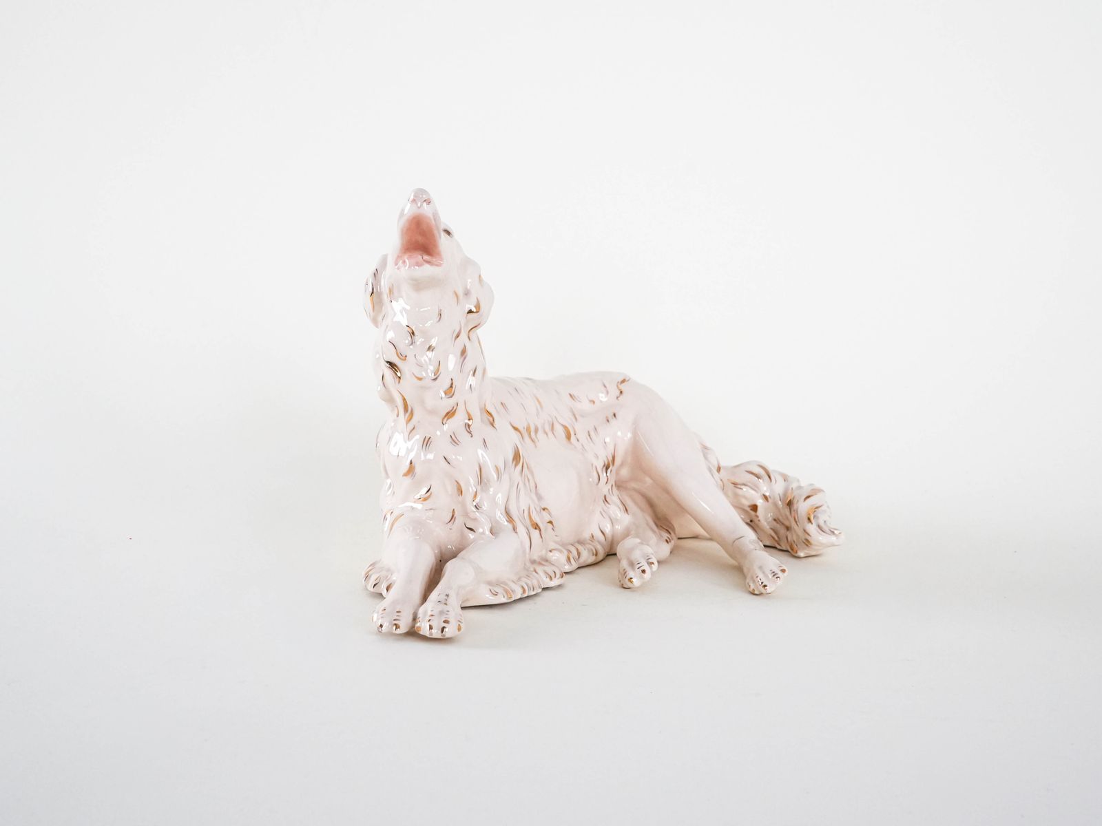 Porcelain Figurine Of A Borzoi Dog, 1960s, Made In Europe photo Art