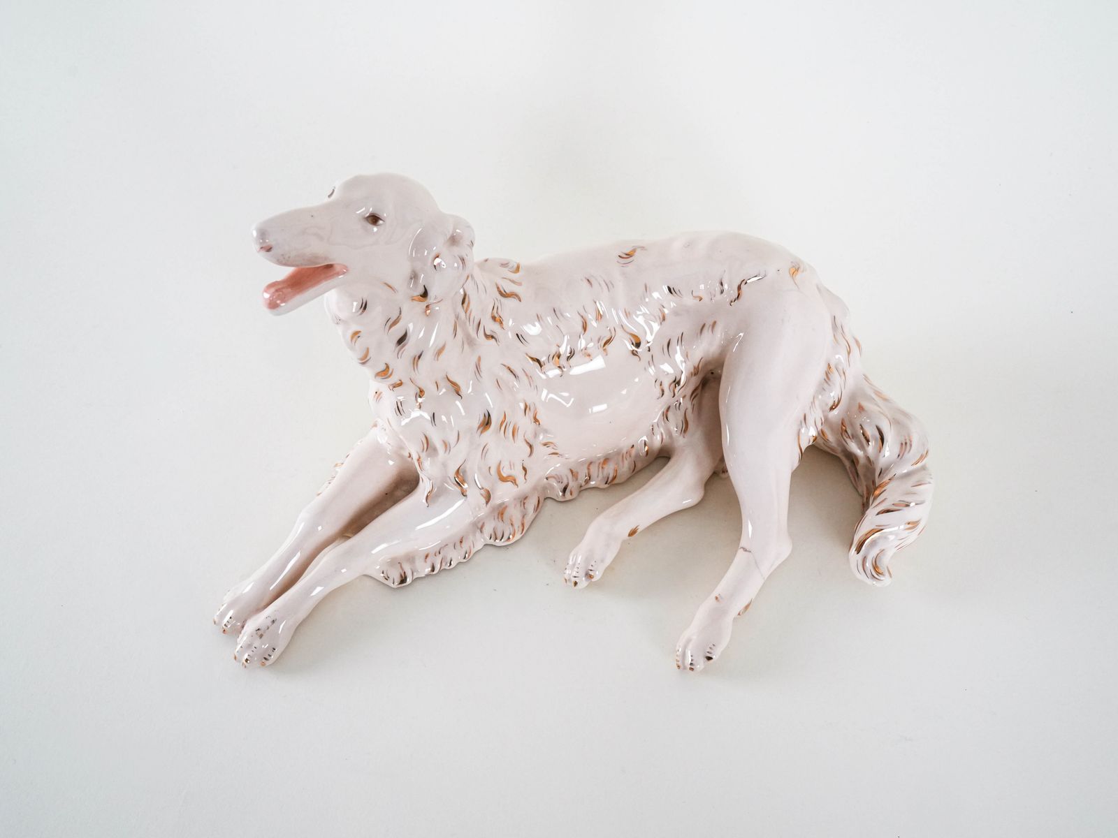 photo for sale Porcelain Figurine Of A Borzoi Dog, 1960s, Made In Europe