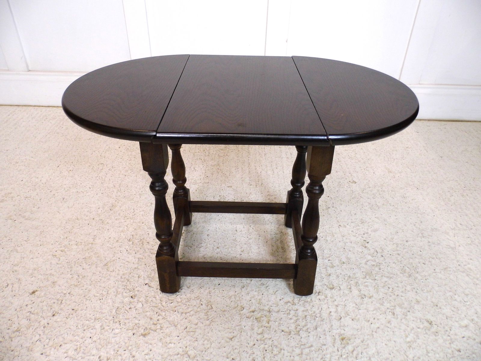 Vintage Old Charm Oak Swivel Drop Leaf Side Coffee Table Oval Top Wood Bros photo vinterior