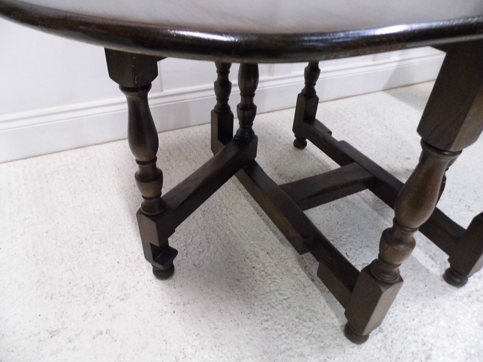 Antique Oak Extending Drop Leaf Dining Table Solid Plank Slab Top photo vintage