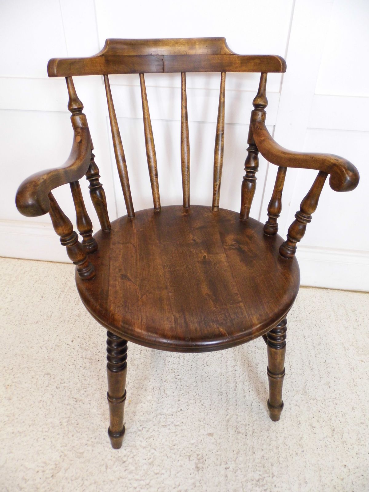 Antique Fireside Elbow Penny Armchair Desk Victorian Beech Chair 1890s photo furniture
