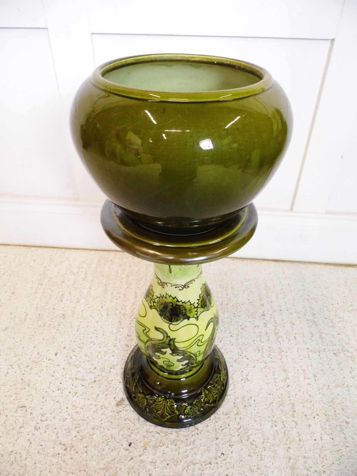Antique Art Nouveau Bretby Jardiniere Stand And Vase Urn Decorative English 1900 photo furniture