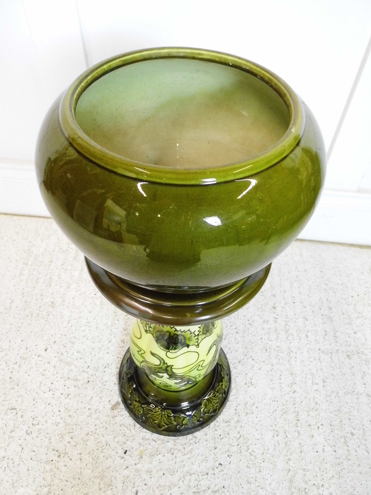 Antique Art Nouveau Bretby Jardiniere Stand And Vase Urn Decorative English 1900 photo Home Decor