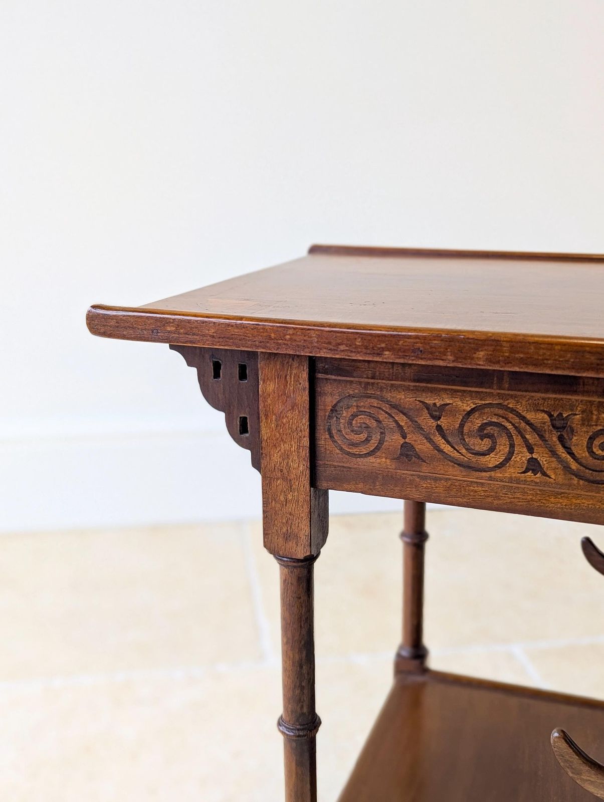 Antique Edwardian Mahogany Anglo Japanese Pagoda Occasional Table C.1910 photo vintage