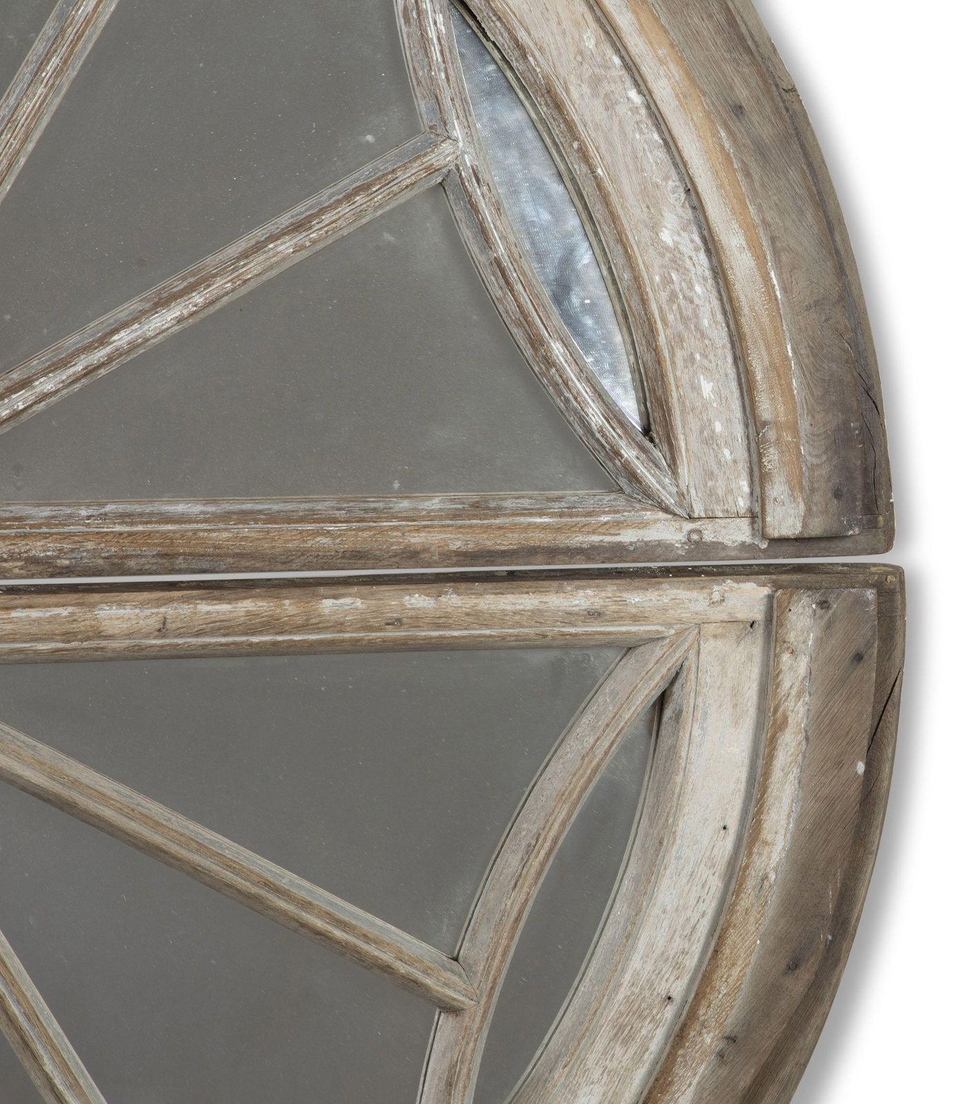 Pair Of 19th Century French Oak Demi Lune Window Frame Mirrors photo for sale