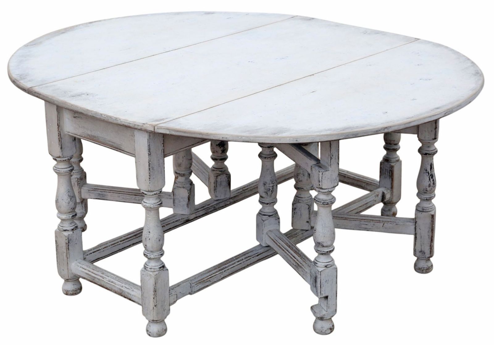 Antique C.1920 Very Large Swedish Drop Leaf Gateleg Dining Table – Painted Finish