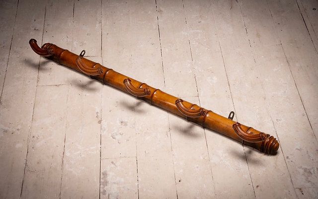 French Antique Faux Bamboo Wall Coat Rail
