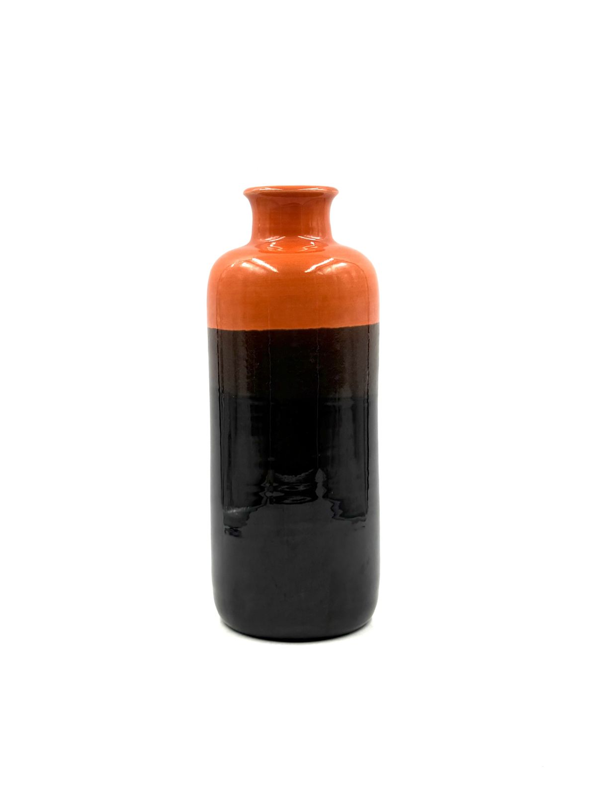 Mid Century Orange & Brown Ceramic Vase, Aldo Londi Bitossi Italy 1970s photo Home Decor