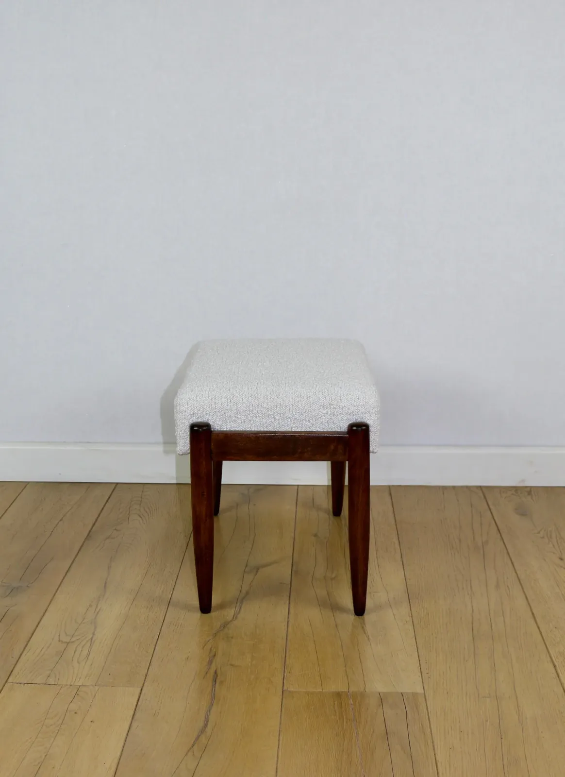 Edmund Homa Stool, Cream Ivory And White Boucle Seat   2 Pieces Available photo Furniture