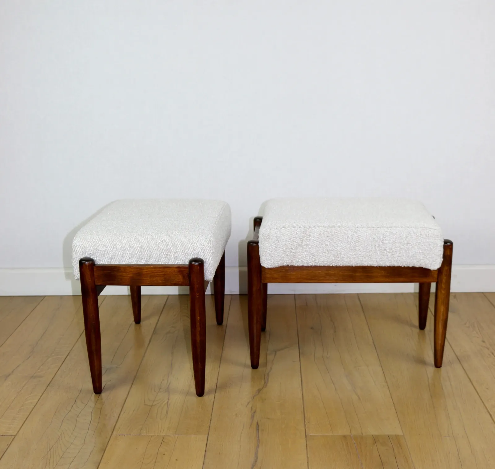 photo furniture Edmund Homa Stool, Cream Ivory And White Boucle Seat   2 Pieces Available
