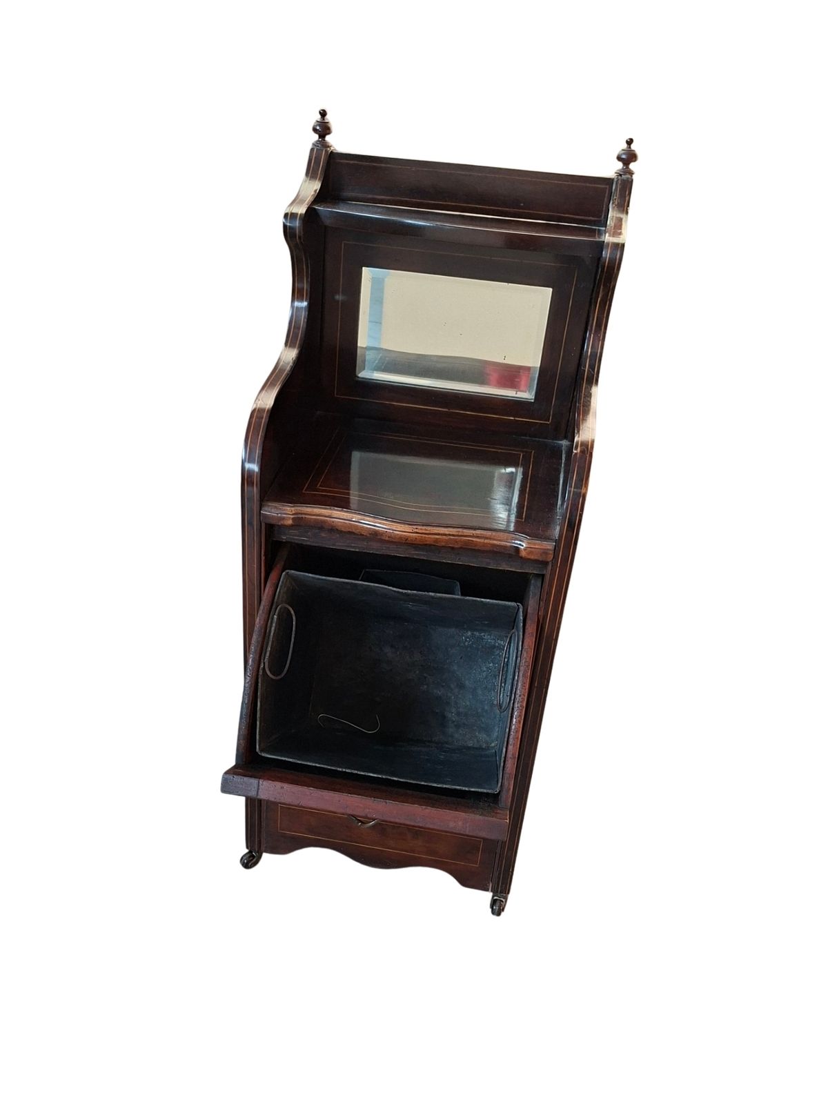 Furniture Antico Purdonium Vittoriano Mobiletto Porta Carbone Con Specchio photo