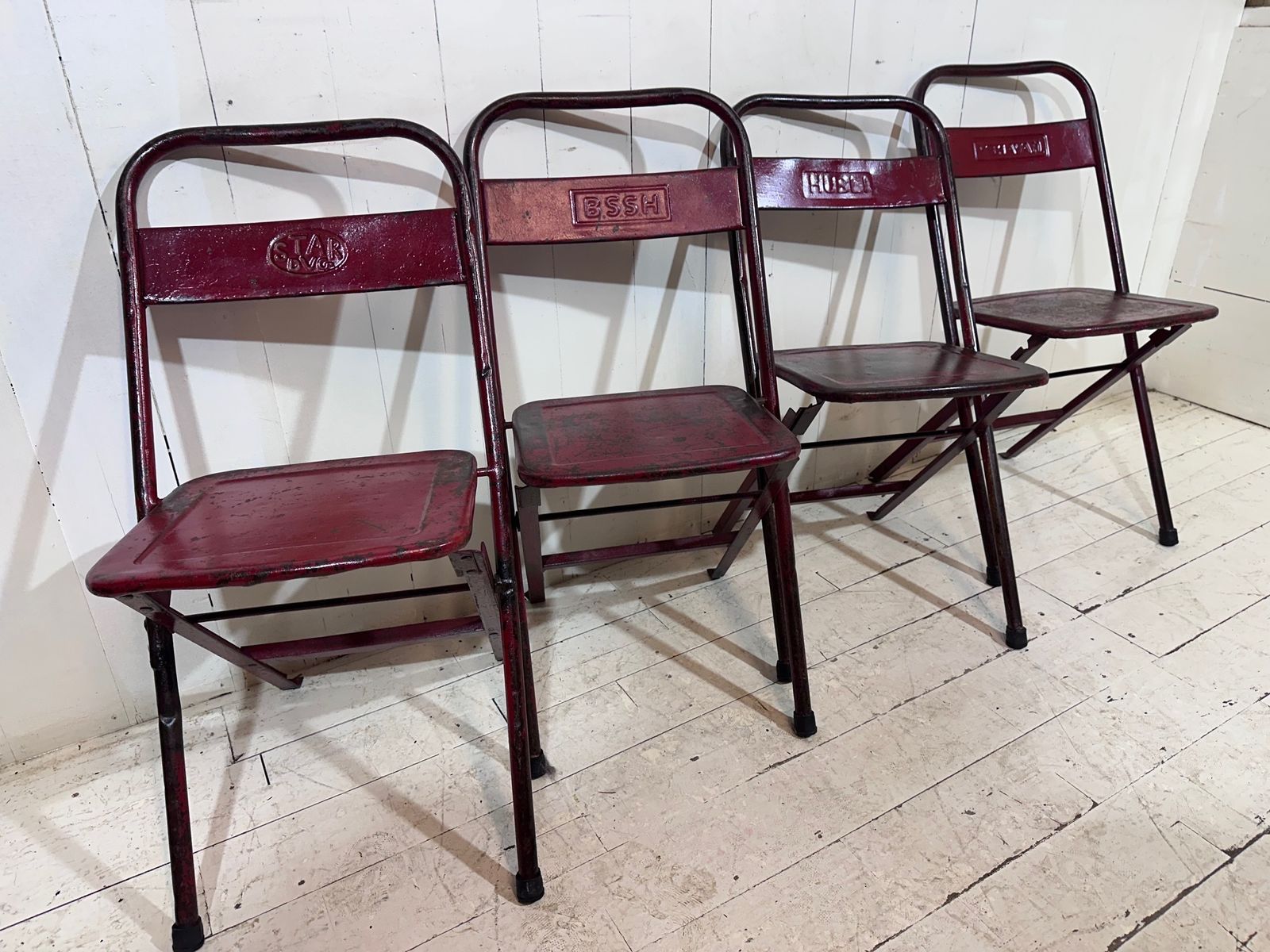 Set Of Four 1940's Steel Folding Mess & Canteen Chairs photo buy