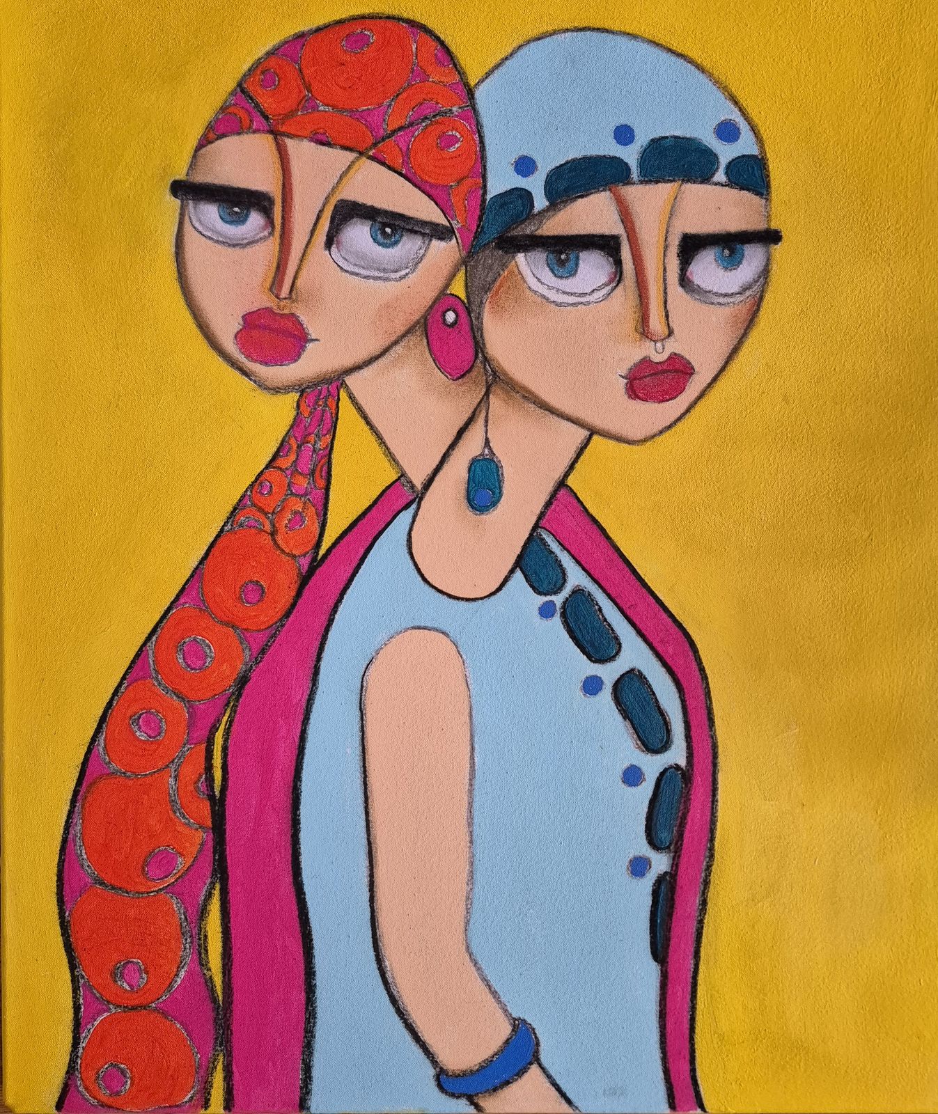 "Margo And Maria."  Mixed Media Figurative Painting By Samantha Millington