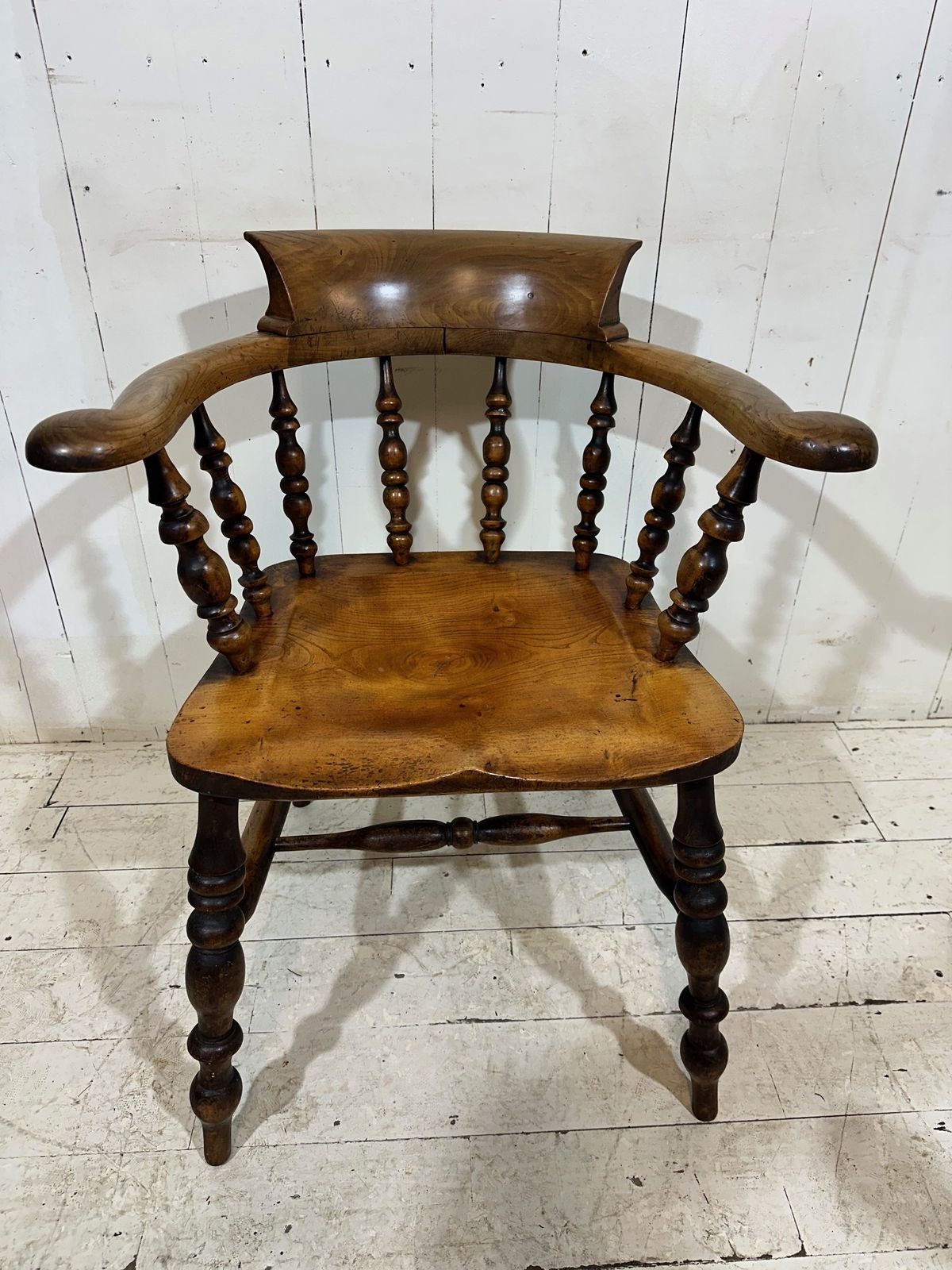 Hand Crafted Victorian Captains Armchair In Birch And Elm photo for sale