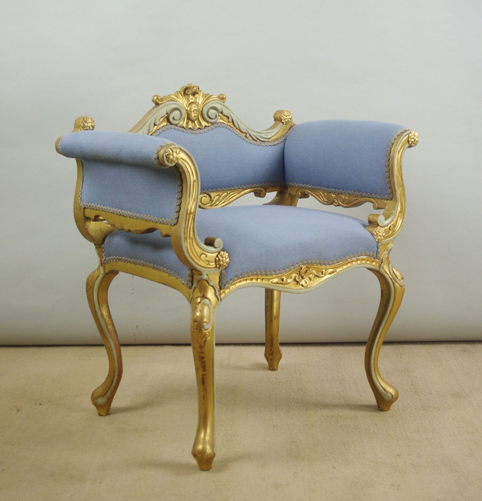 19th Century French Gilt Occasional Chair With Scroll Arms