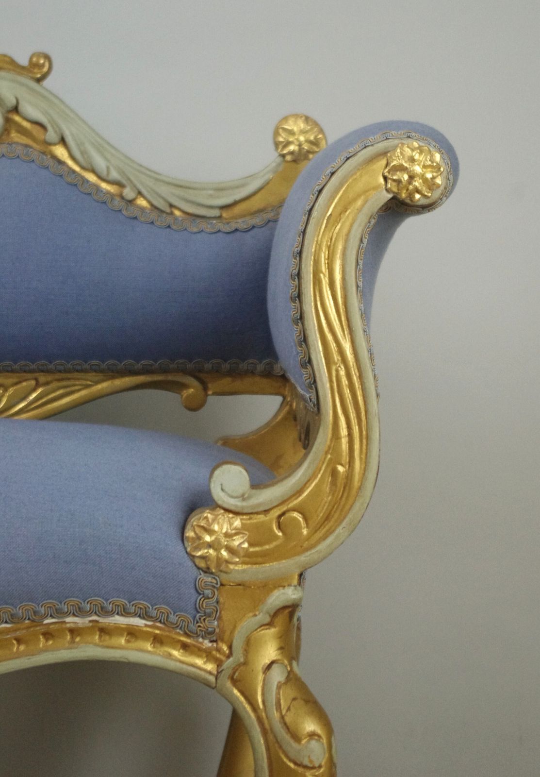 19th Century French Gilt Occasional Chair With Scroll Arms photo vinterior