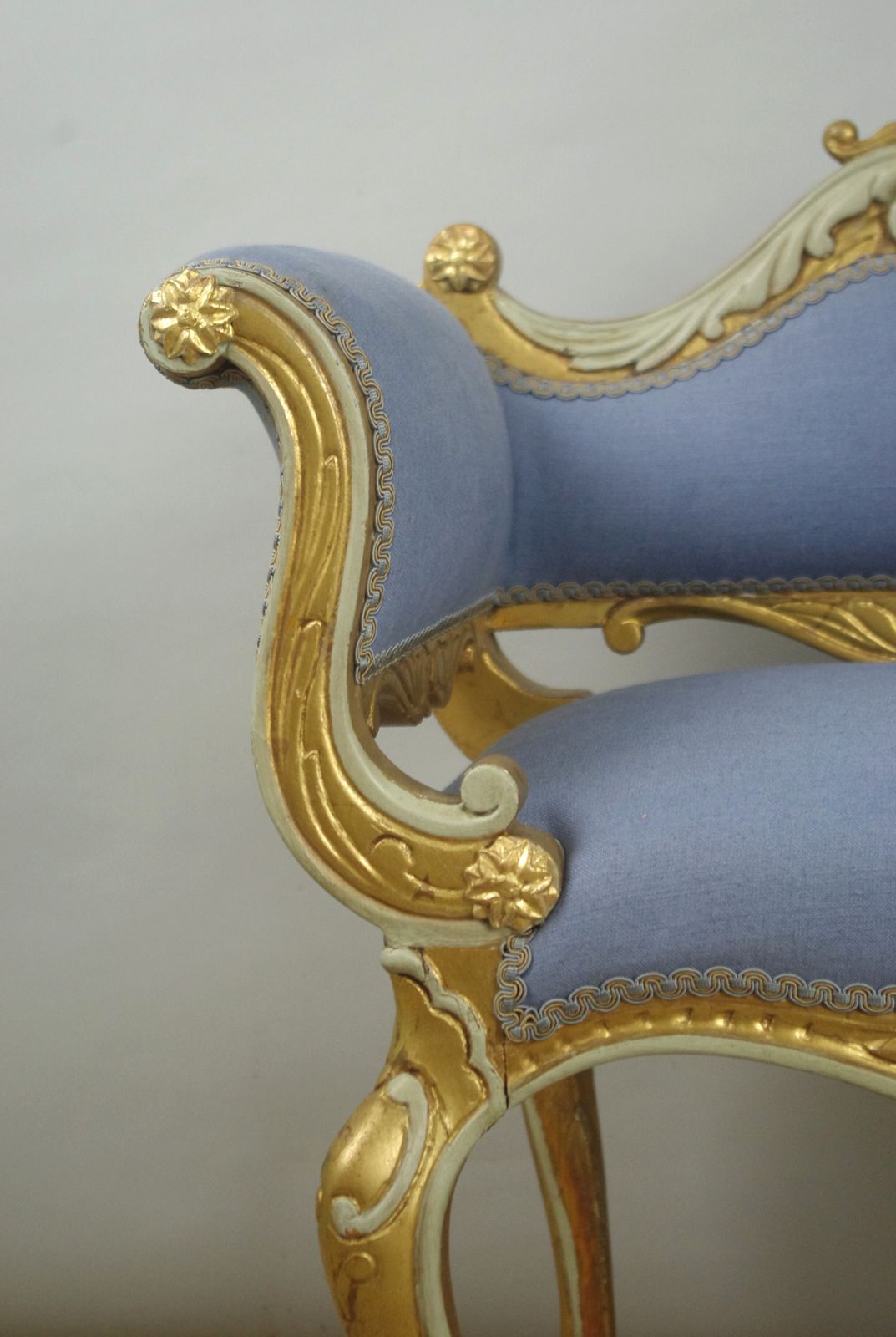 19th Century French Gilt Occasional Chair With Scroll Arms photo buy