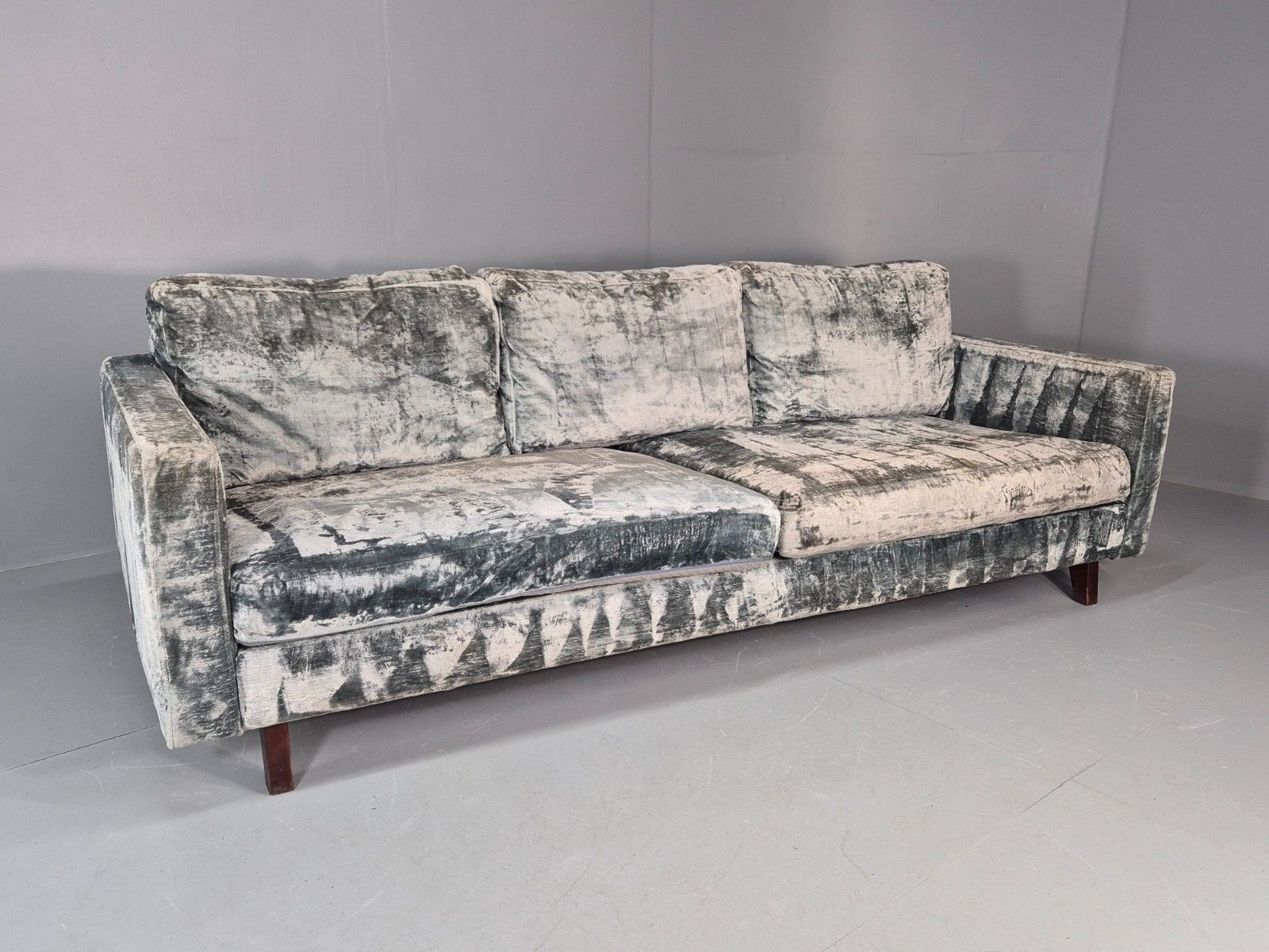 Huge 4 Seater Settee Turquoise Velvet Ex Hotel Modern Design Retro Eb11774 M4ss