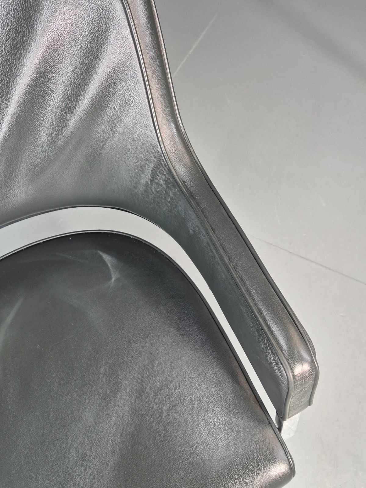 Leather Office Swivel Chair Dark Green Chrome Brunner Tempus Modern Eb11722 Mswi photo for sale