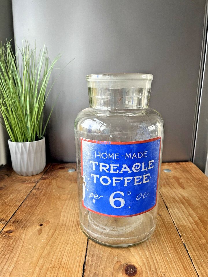 photo vintage Antique Edwardian Home Made Treacle Toffee Shop Counter Display Glass Sweet Jar