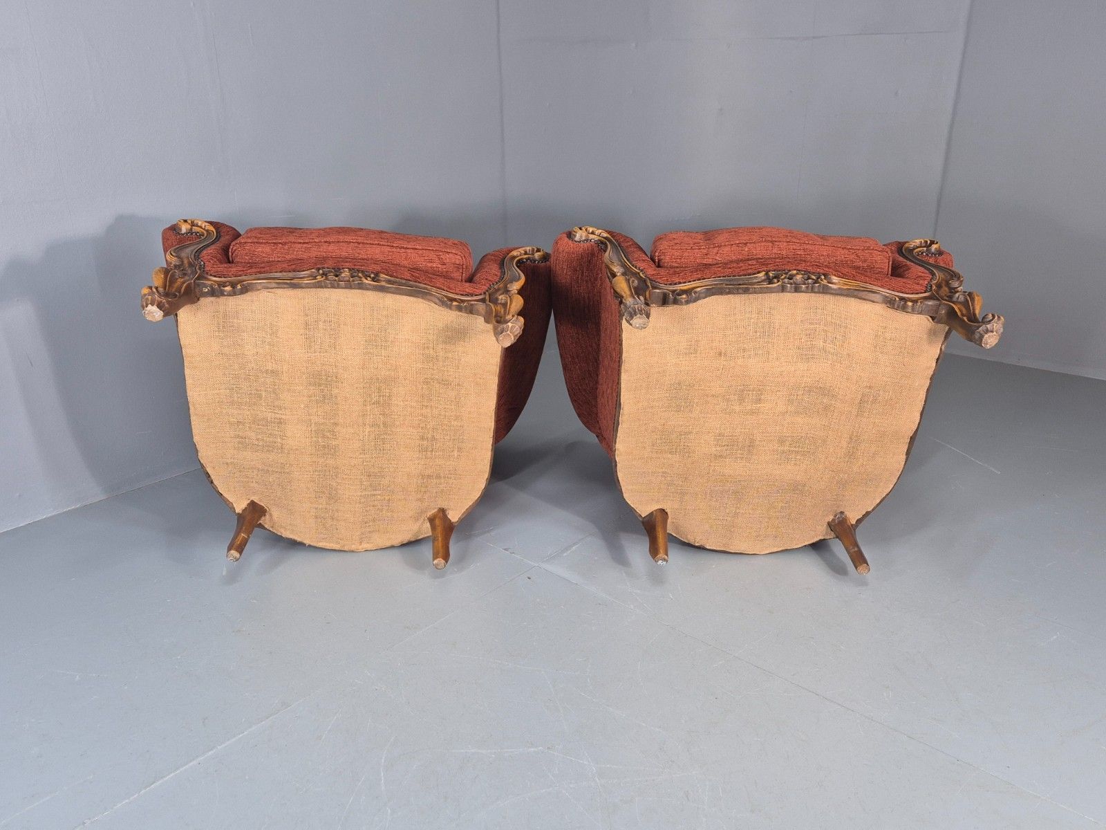 photo for sale 2 Vintage French Rococo Style Lounge Chairs Quality Reproduction  Eb11659 Vclo