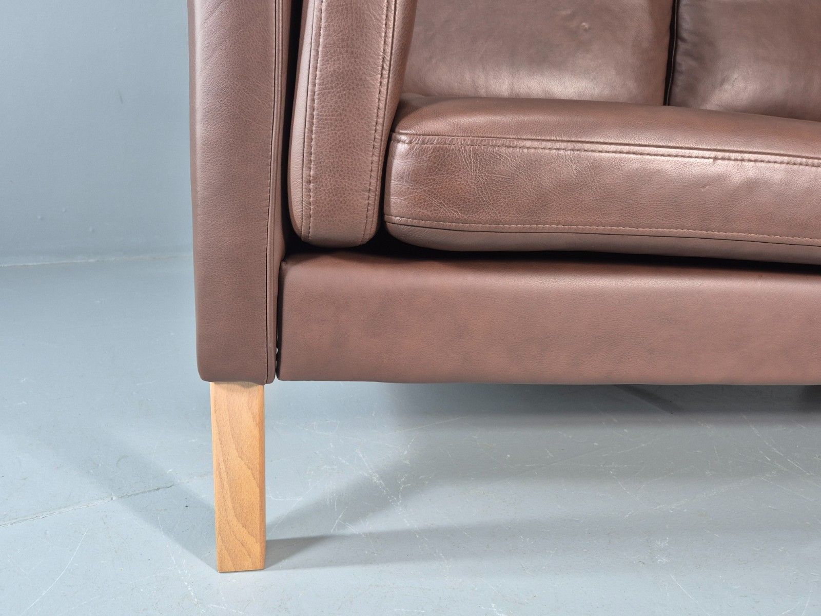 Vintage 2 Seater Settee Brown Leather Danish 1980s Retro Hurup Eb11630 M2ss photo vinterior